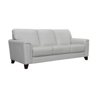 87 Inch Modern Leather Sofa with Stitched Details, Dove Gray