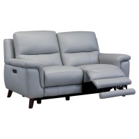 19 Inch Power Reclining Leather Loveseat with USB Port, Gray