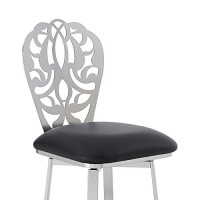 Benjara 26 Inches Leatherette Counter Stool With Ornate Cut Out, Black