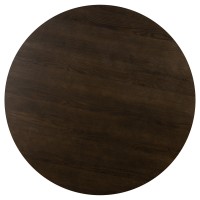 55 Inches Round Dining Table with Cut Out Frame, Brown and Black