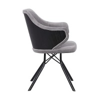Benjara 32 Inch Fabric Upholstered Dining Chair, Gray And Black