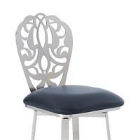 Benjara 26 Inches Leatherette Counter Stool With Ornate Cut Out, Gray