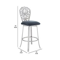 Benjara 26 Inches Leatherette Counter Stool With Ornate Cut Out, Gray