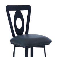 Benjara 26 Inches Leatherette Counter Stool With Oval Cut Out, Black