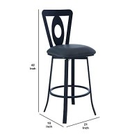 Benjara 26 Inches Leatherette Counter Stool With Oval Cut Out, Black