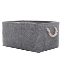 Fabric Storage Basket, Foldable Linen Storage Box For Nursery And Home, Collapsible Canvas Shelf Basket For Wardrobe Or Bedroom, Grey