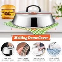 Hasteel 12In Cheese Melting Dome & 7In Cast Iron Grill Press  Stainless Steel Basting Cover With Heavy Duty Burger Bacon Press  Griddle Accessories For Teppanyaki Flat Top Stovetop Indoor & Outdoor