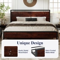 Allewie King Size Platform Bed Frame With Wooden Headboard And Footboard Heavy Duty 12 Metal Slats Support No Box Spring Neede