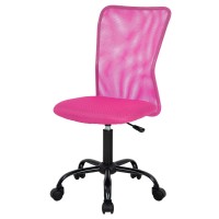 Home Office Chair Mid Back Mesh Desk Chair Armless Computer Chair Ergonomic Task Rolling Swivel Chair Back Support Adjustable Modern Chair With Lumbar Support (Pink)