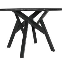 Marble Top Dining Table with Interconnected Angled Legs, Black