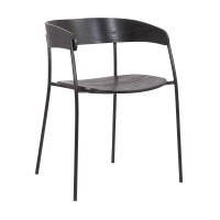 18.5 Inches Round Back Wooden Seat Dining Chair, Set of 2, Black