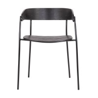 18.5 Inches Round Back Wooden Seat Dining Chair, Set of 2, Black