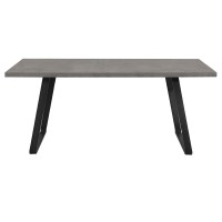 Six Piece Dining Table Set with Metal Base and Fabric Upholstery, Gray