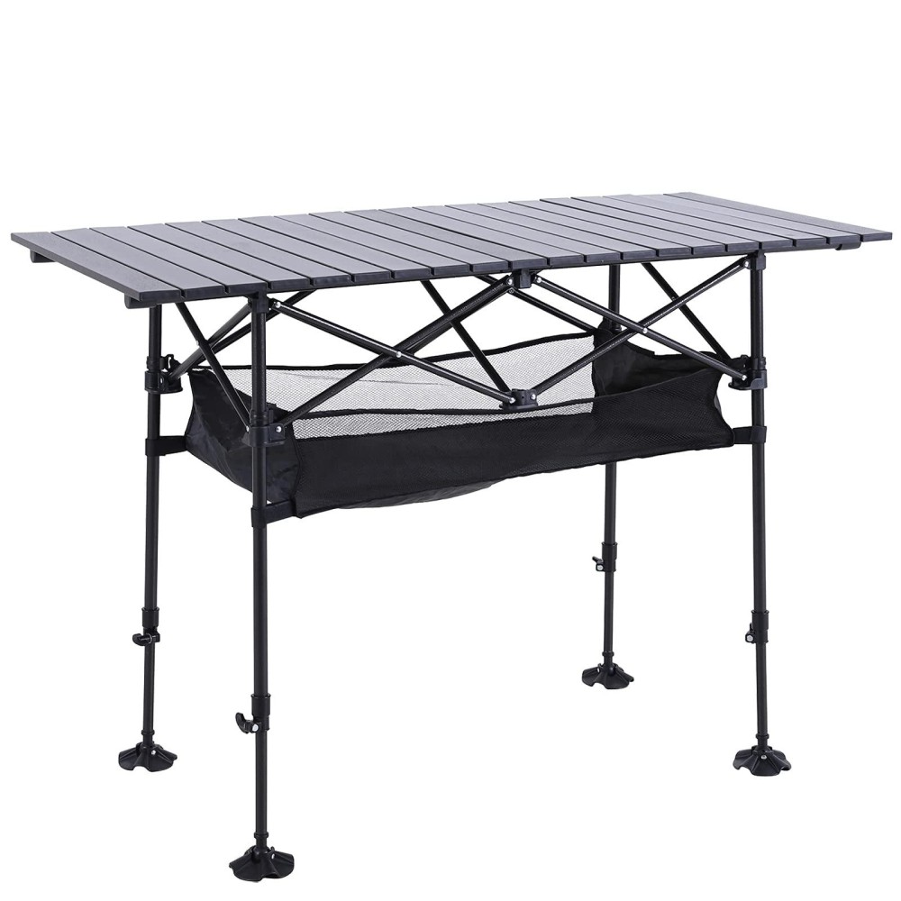 Alpha Camp Camping Table Outdoor Portable Table With Storage Adjustable Aluminum Table For Grill Travel Table Outdoor Picnic,Beach,Bbq,Backyards