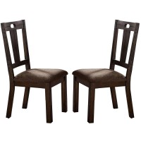 Benjara Wooden Side Chairs With Padded Seat, Set Of 2, Brown