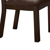 Benjara Wooden Side Chairs With Padded Seat, Set Of 2, Brown