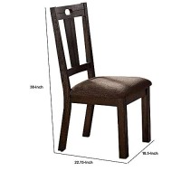 Benjara Wooden Side Chairs With Padded Seat, Set Of 2, Brown