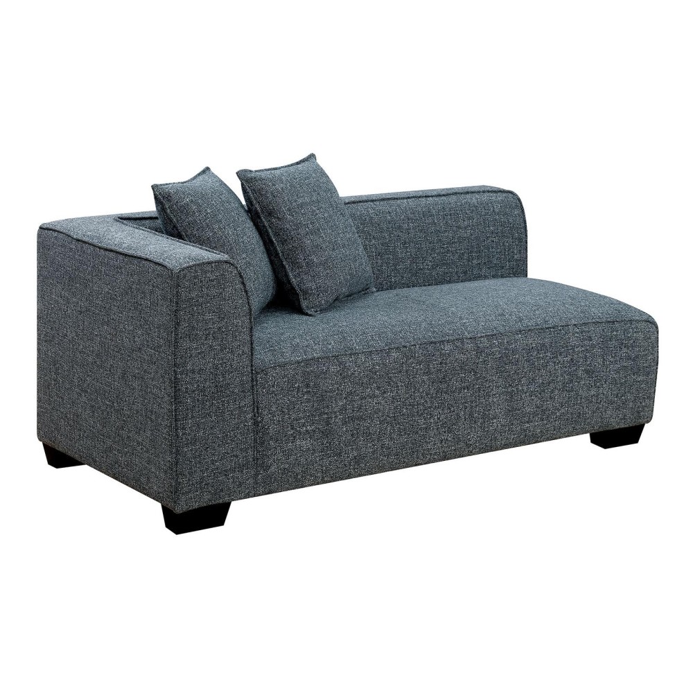 Contemporary Style Fabric Upholstered Left Arm Loveseat, Gray