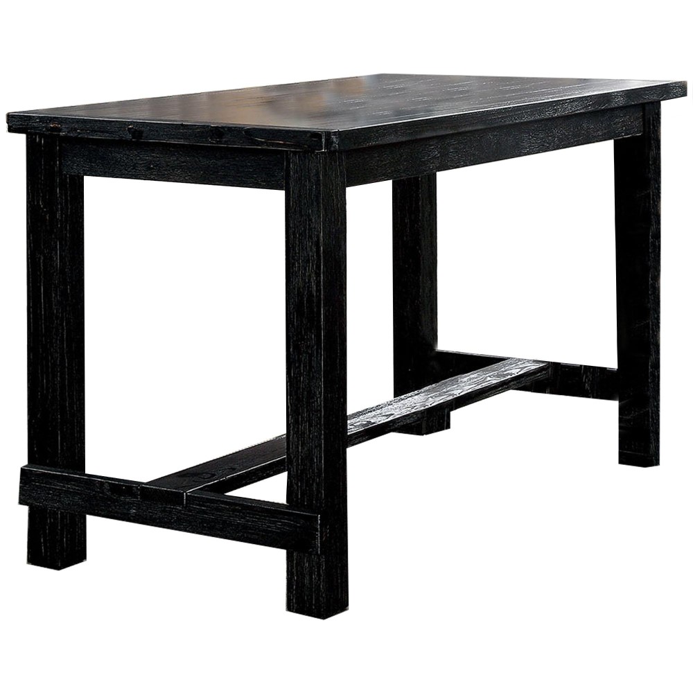 Rectangular Counter Height Table with Block Legs, Antique Black