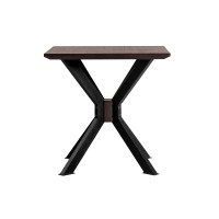 Wooden End Table with Intersected Double X Shaped Legs, Brown and Black