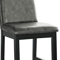 Benjara Wooden Counter Height Chairs With Padded Backrest, Set Of 2, Black And Gray