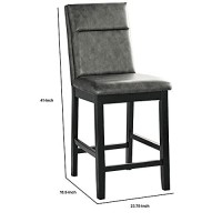 Benjara Wooden Counter Height Chairs With Padded Backrest, Set Of 2, Black And Gray