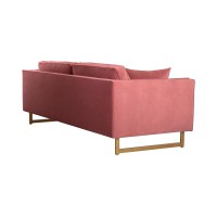 17 Inch Contemporary Velvet Sofa with Metal Legs, Pink