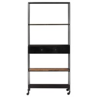 Vidaxl Industrial Book Cabinet With 4 Shelves And Drawer - Rough Mango Wood & Iron Stand - Durable And Unique Home Decor - 31.5
