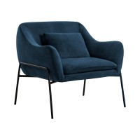 Contoured Fabric Upholstered Accent Chair with Reversible Cushions, Blue