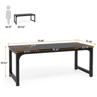 Tribesigns 70.8??Xecutive Desk, Large Office Computer Desk With Thicken Frame, Modern Simple Workstation Business Furniture For Home Office, Rustic Brown/Black