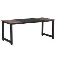 Tribesigns 70.8??Xecutive Desk, Large Office Computer Desk With Thicken Frame, Modern Simple Workstation Business Furniture For Home Office, Rustic Brown/Black