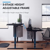 Flexispot Pro 3 Stages Dual Motor Electric Standing Desk 55X28 Inches Whole-Piece Desk Board Height Adjustable Desk Electric Stand Up Desk Sit Stand Desk(Black Frame + Black Desktop)