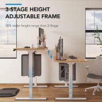 Flexispot Pro 3 Stages Dual Motor Electric Standing Desk 55X28 Inches Whole-Piece Desk Board Height Adjustable Desk Electric Stand Up Desk Sit Stand Desk(White Frame + Natural Desktop)