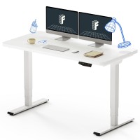 Flexispot Pro 3 Stages Dual Motor Electric Standing Desk 55X28 Inches Whole-Piece Desk Board Height Adjustable Desk Electric Stand Up Desk Sit Stand Desk(White Frame + White Desktop)