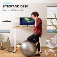 Flexispot Pro 3 Stages Dual Motor Electric Standing Desk 48X30 Inches Whole-Piece Desk Board Height Adjustable Desk Electric Stand Up Desk Sit Stand Desk(White Frame + Natural Desktop)