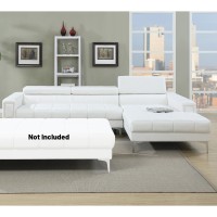 Bonded Leather Sectional Sofa with Adjustable Headrest in White(D0102H716c8)