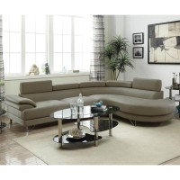 2 Piece Faux Leather Upholstered Sectional Sofa in Light grey(D0102H716g8)