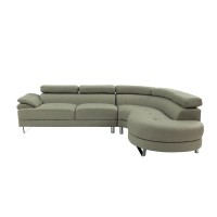 2 Piece Faux Leather Upholstered Sectional Sofa in Light grey(D0102H716g8)