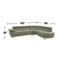 2 Piece Faux Leather Upholstered Sectional Sofa in Light grey(D0102H716g8)