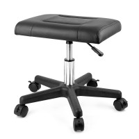 Lilithye Footrest Stool Under Desk Adjustable Height Footrest Ottoman Ergonomic Foot Stool With Wheels 360 Rolling Footrest For Home Office (Black)