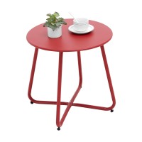 Juserox Outdoor Table Small Patio Side Table Round Metal Side Table Weatherproof Portable Outdoor End Table For Garden Balc