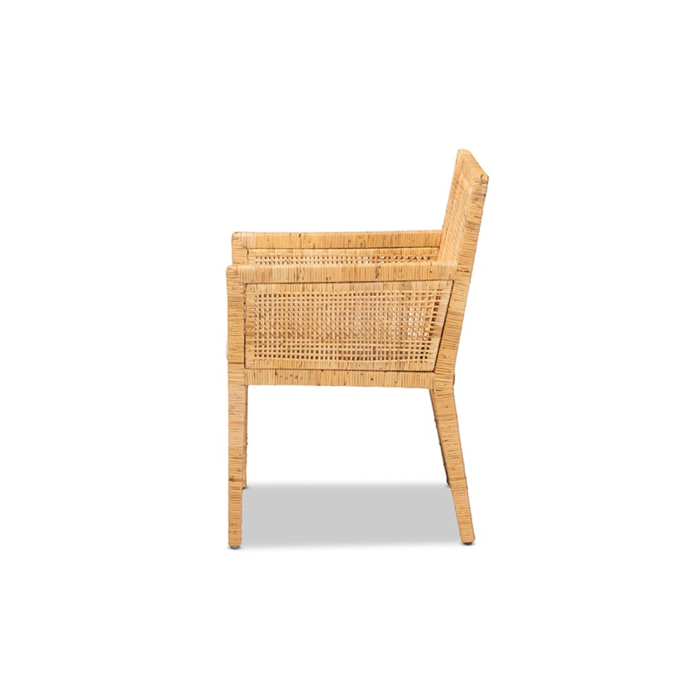 Baxton Studio Karis Modern and Contemporary Natural Finished Wood and Rattan Armchair