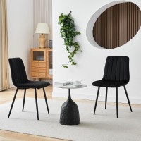 Clipop Modern Velvet Dining Chairs Set Of 2, Mid Century Modern Kitchen Chair With Upholstered Seat Backrest, Metal Leg, Armless Leisure Dining Room Chair,Vanity Chair For Living Bedroom Lounge, Black