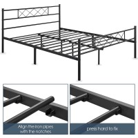 Yaheetech Queen Size Metal Platform Bed Frame Mattress Foundation With Headboard And Footboard No Box Spring Needed Under Bed Storage Steel Slats Black