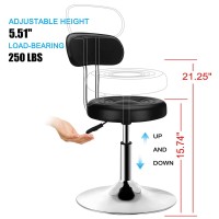 Penghaiyunfei Round Modern Bar Stool With Backrest Adjustable Height Cashier Front Desk Bar Beauty Office Home Kitchen Rotating Bar Stool (Black With Backrest)