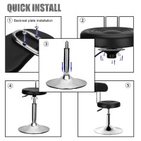 Penghaiyunfei Round Modern Bar Stool With Backrest Adjustable Height Cashier Front Desk Bar Beauty Office Home Kitchen Rotating Bar Stool (Black With Backrest)