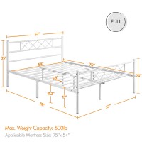 Yaheetech Metal Platform Bed Frame Mattress Foundation With Headboard And Footboard No Box Spring Needed Under Bed Storage Steel Slats White Full Size