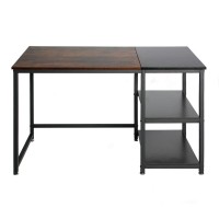 Better Home Products Howdy Home Office 47 Inch Computer Desk with Shelves Brown