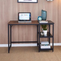 Better Home Products Howdy Home Office 47 Inch Computer Desk with Shelves Brown