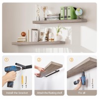 Hoobro Floating Shelves Wall Shelf Set Of 2 236 Inch Hanging Shelf With Invisible Brackets For Wall Decor In Bathroom Bedro